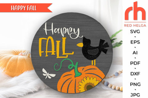 Happy Fall SVG, Layered Door Sign Cut File, Harvest Hanger SVG RedHelgaArt 
