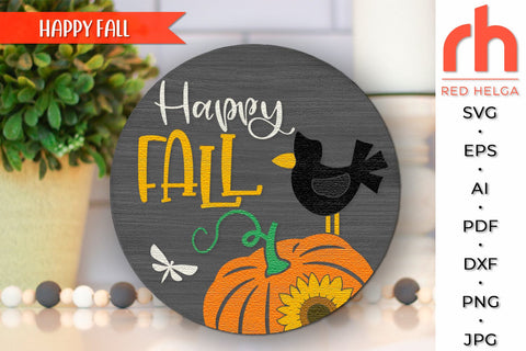 Happy Fall SVG, Layered Door Sign Cut File, Harvest Hanger SVG RedHelgaArt 