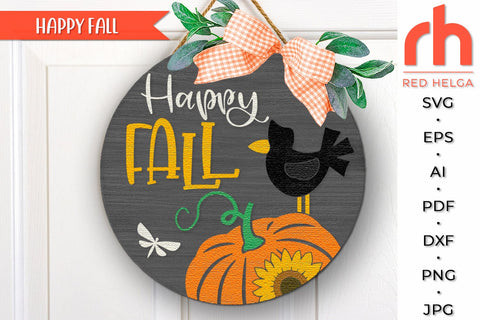Happy Fall SVG, Layered Door Sign Cut File, Harvest Hanger SVG RedHelgaArt 
