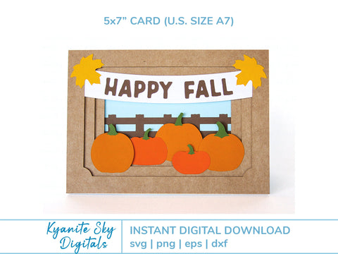 Happy Fall SVG pumpkin patch autumn shadowbox tunnel 3-D card SVG Kyanite Sky Digitals 