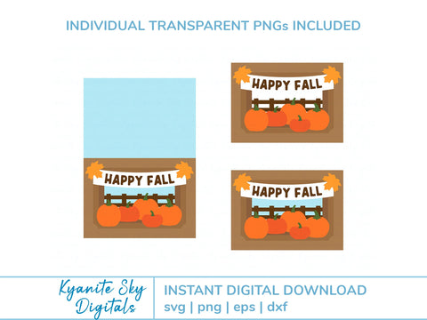 Happy Fall SVG pumpkin patch autumn shadowbox tunnel 3-D card SVG Kyanite Sky Digitals 