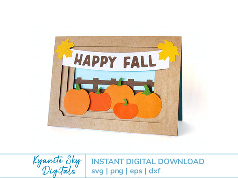 Happy Fall SVG pumpkin patch autumn shadowbox tunnel 3-D card SVG Kyanite Sky Digitals 