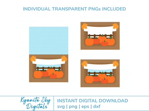 Happy Fall SVG pumpkin patch autumn shadowbox tunnel 3-D card SVG Kyanite Sky Digitals 