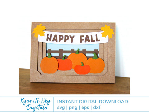 Happy Fall SVG pumpkin patch autumn shadowbox tunnel 3-D card SVG Kyanite Sky Digitals 