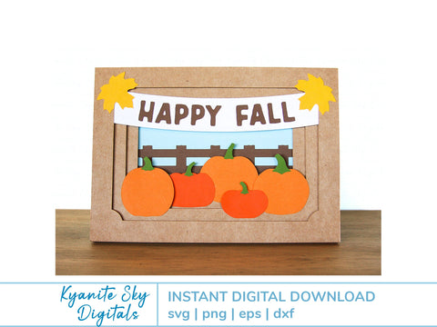 Happy Fall SVG pumpkin patch autumn shadowbox tunnel 3-D card SVG Kyanite Sky Digitals 