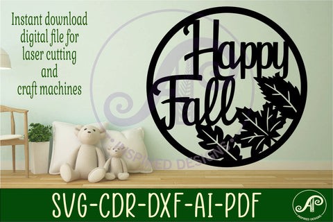 Happy fall wall sign svg laser cut file SVG APInspireddesigns 