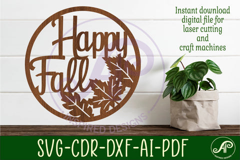 Happy fall wall sign svg laser cut file SVG APInspireddesigns 