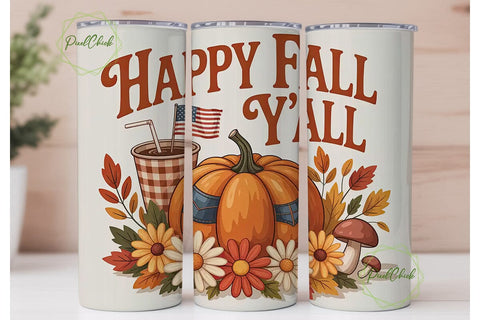 Happy Fall Y'all 20oz Tumbler Sublimation PixelChick 