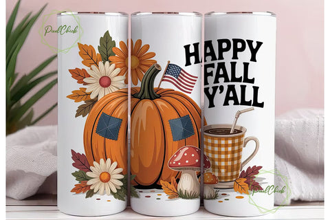 Happy Fall Y'all 20oz Tumbler Sublimation PixelChick 