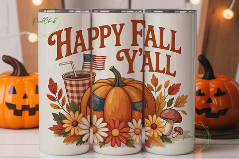 Happy Fall Y'all 20oz Tumbler Sublimation PixelChick 