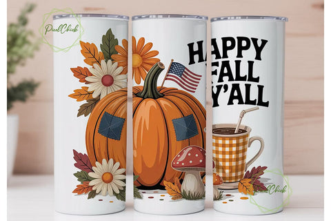 Happy Fall Y'all 20oz Tumbler Sublimation PixelChick 