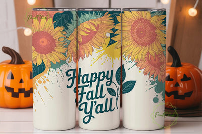 Happy Fall Y'all 20oz Tumbler Wrap Sublimation PixelChick 
