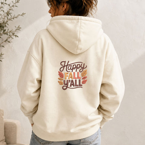 Happy Fall Y’all Machine Embroidery Design – Autumn Leaves Fall Quote Embroidery File Embroidery/Applique DESIGNS PatternFeed8 