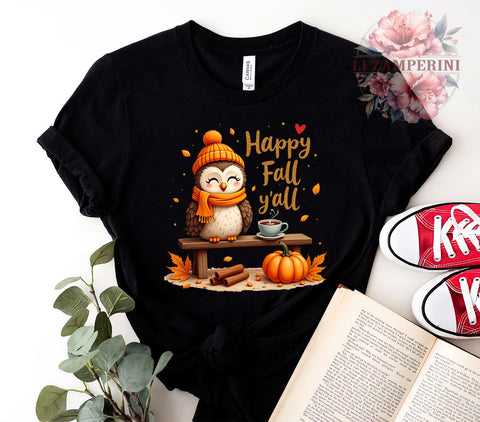 Happy Fall Y'all, Owl PNG, Fall Decor, Digital Download, Sublimation Art, Autumn Owl, Thanksgiving PNG, Seasonal Design Sublimation Li Zamperini 