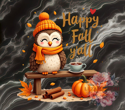 Happy Fall Y'all, Owl PNG, Fall Decor, Digital Download, Sublimation Art, Autumn Owl, Thanksgiving PNG, Seasonal Design Sublimation Li Zamperini 
