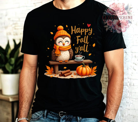 Happy Fall Y'all, Owl PNG, Fall Decor, Digital Download, Sublimation Art, Autumn Owl, Thanksgiving PNG, Seasonal Design Sublimation Li Zamperini 