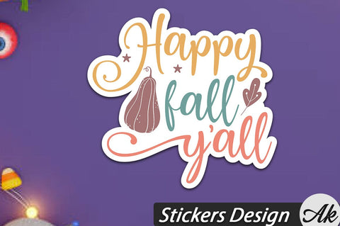 Happy fall y'all Stickers Design SVG akazaddesign 