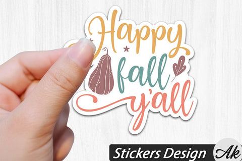 Happy fall y'all Stickers Design SVG akazaddesign 