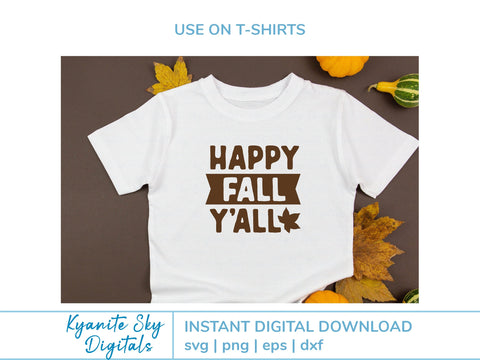 Happy Fall Y'all SVG autumn quote SVG Kyanite Sky Digitals 