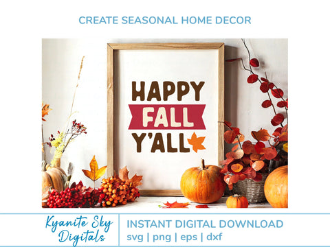 Happy Fall Y'all SVG autumn quote SVG Kyanite Sky Digitals 