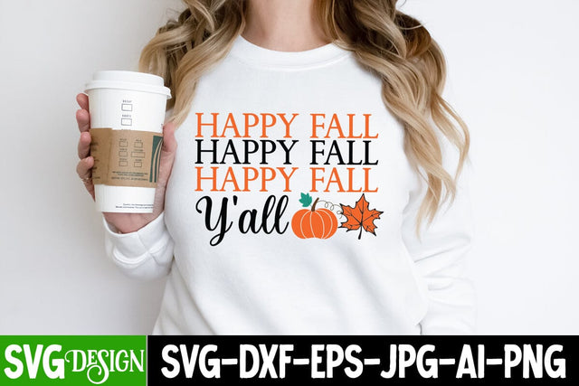 Happy Fall Y'all SVG Cut File, Happy Fall Y'all Sublimation PNG, Fall Farmhouse SVG Cut File , Fall Farmhouse SVG Quotes , Fall SVG Cut File, Autumn SVG Cut File SVG BlackCatsMedia 