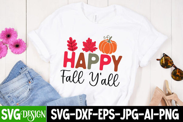 Happy Fall Y'all SVG Cut File,Happy Fall Y'all Sublimation PNG,Thanksgiving SVG Quotes , Thanksgiving SVG Design , Fall SVG Design, Autumn SVG Cut File SVG BlackCatsMedia 
