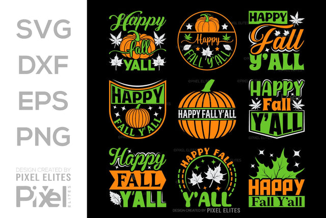 Happy Fall Y'all SVG Thanksgiving Bundle Happy Autumn Hello Fall Thanksgiving Quote PET 00943 SVG ETC Craft 