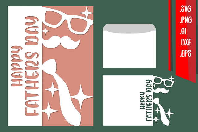 Happy Fathers Day card With Envelope 3D Paper zafrans studio 