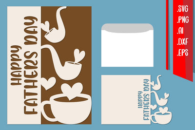 Happy Fathers Day card With Envelope SVG zafrans studio 