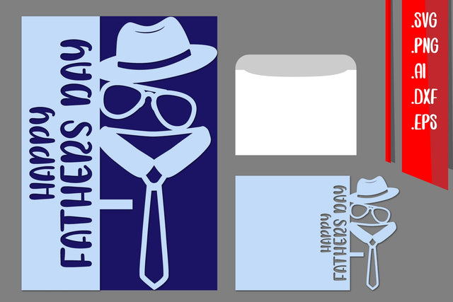 Happy Fathers Day card With Envelope SVG zafrans studio 