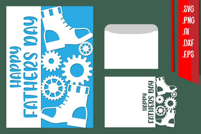 Happy Fathers Day card With Envelope SVG zafrans studio 