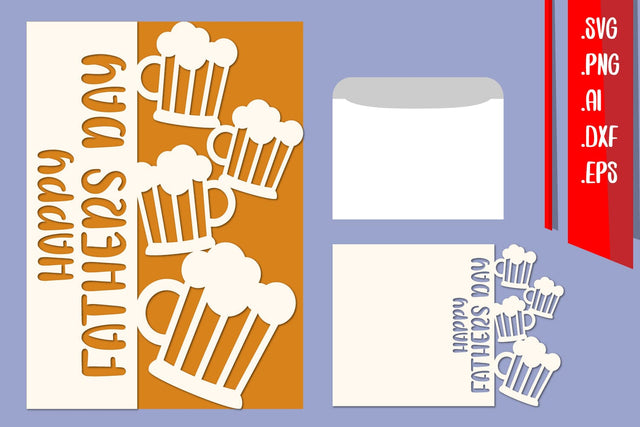 Happy Fathers Day card With Envelope SVG zafrans studio 