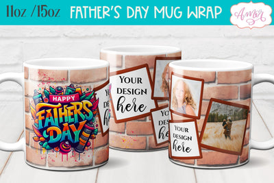 Happy Father's day photo mug wrap sublimation PNG Sublimation Amorclipart 