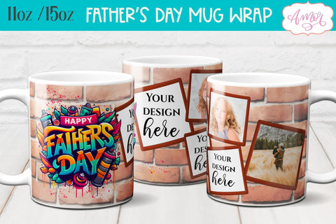 Happy Father's day photo mug wrap sublimation PNG Sublimation Amorclipart 
