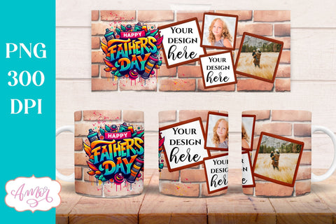 Happy Father's day photo mug wrap sublimation PNG Sublimation Amorclipart 