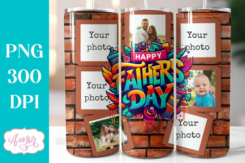 Happy Father's Day Photo tumbler wrap PNG for Sublimation Sublimation Amorclipart 