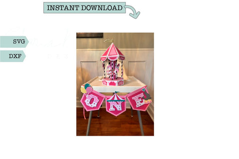 Happy First Birthday Highchair Banner - Carnival SVG Sharia Morton Designs 