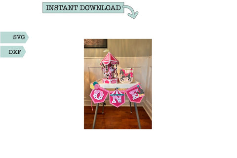 Happy First Birthday Highchair Banner - Carnival SVG Sharia Morton Designs 