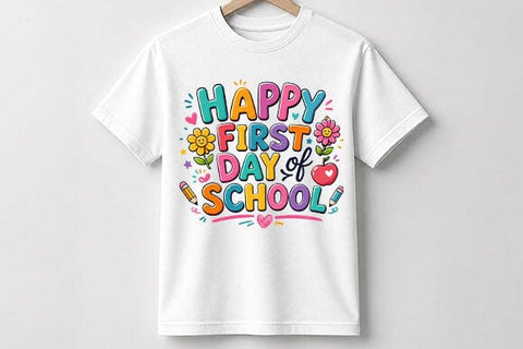 Happy First Day of School PNG Colorful Back to School Digital Download SVG BillahCrafts 