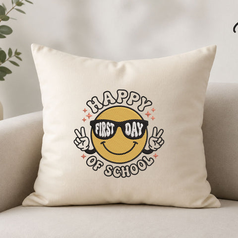 Happy First Day of School Smiley Face Machine Embroidery Design – Back to School Embroidery File Embroidery/Applique DESIGNS PatternFeed8 