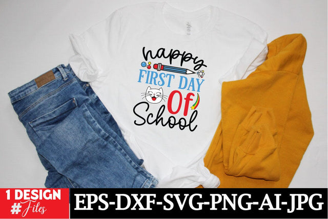 Happy First Day School SVG Cut File, Back To School SVG Design, Back To School T-shirt Design SVG Insomnia Std 