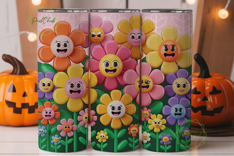 Happy Flower Garden 20oz Tumbler Wrap Sublimation PixelChick 