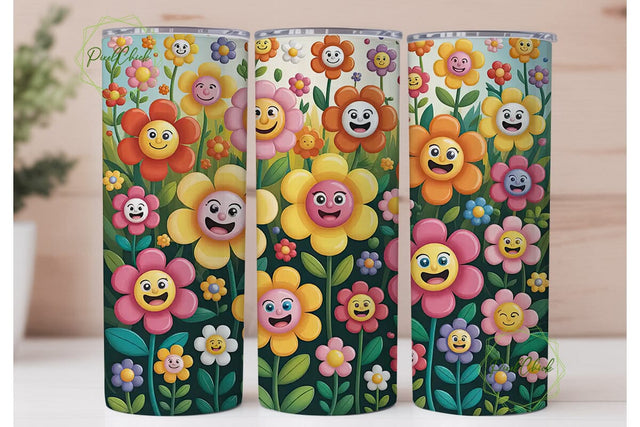 Happy Flower Garden 20oz Tumbler Wrap Sublimation PixelChick 