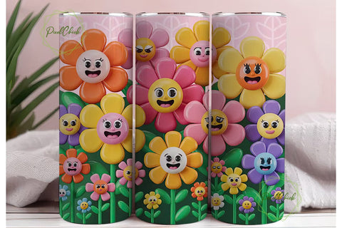 Happy Flower Garden 20oz Tumbler Wrap Sublimation PixelChick 