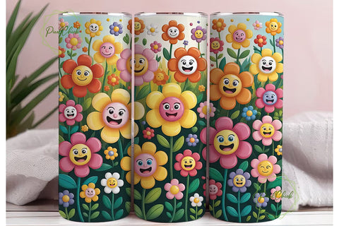 Happy Flower Garden 20oz Tumbler Wrap Sublimation PixelChick 