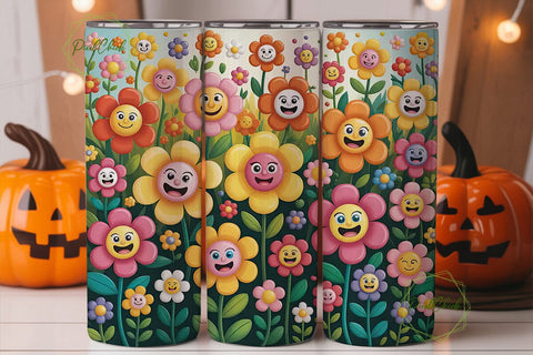 Happy Flower Garden 20oz Tumbler Wrap Sublimation PixelChick 