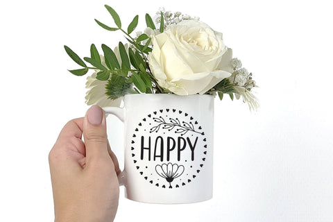 Happy, Flower SVG, Wildflower Quote SVG SVG CraftLabSVG 