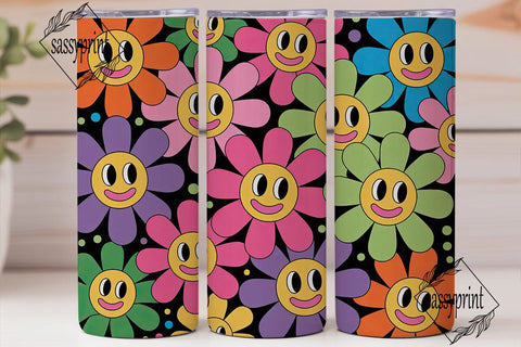 Happy Flowers 20oz Tumbler Wrap Sublimation sassyprint 