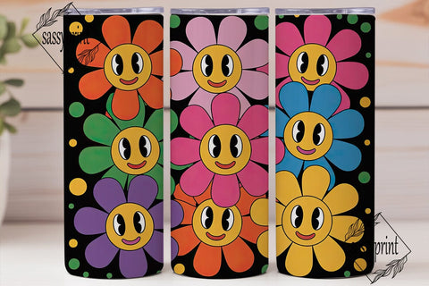 Happy Flowers 20oz Tumbler Wrap Sublimation sassyprint 