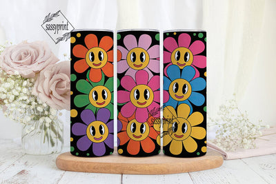 Happy Flowers 20oz Tumbler Wrap Sublimation sassyprint 